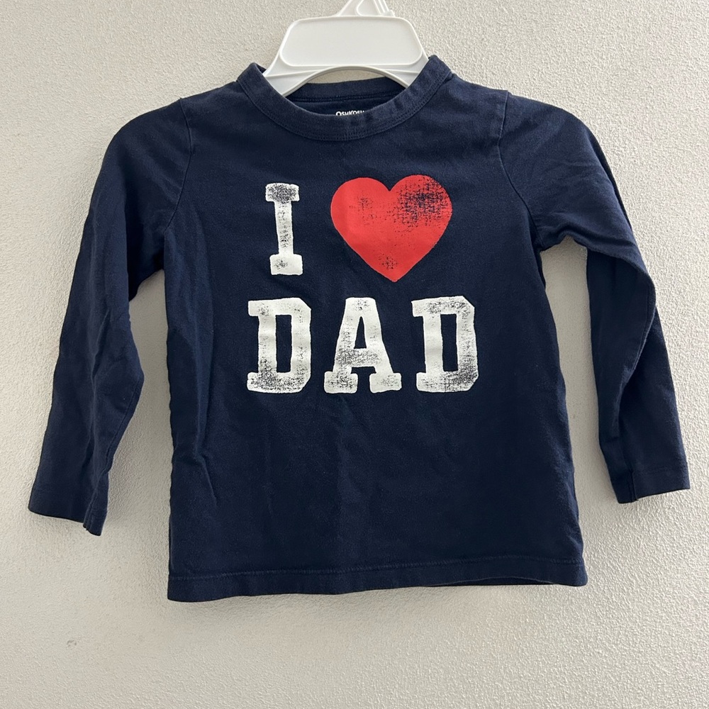 🌺 Oshkosh Originals Navy 'I Love Dad' Long Sleeve Shirt with distressed letters
